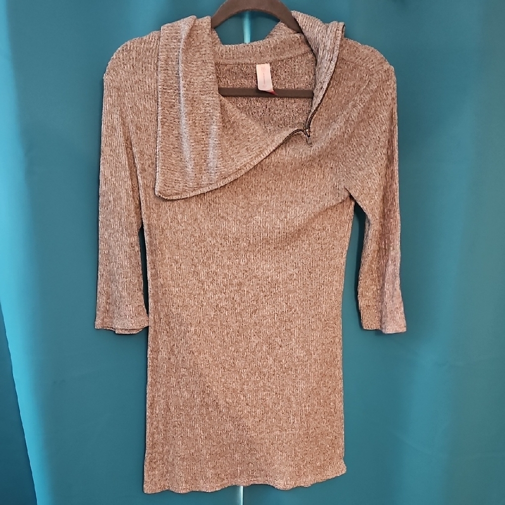 Gray Cowl Neck Sweater Dress